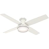Hunter Fan 52 inch Fresh White Finish Dimpsay Low Profile with Light Kit (Renewed)