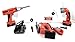 Power Tool Play Set of 12 Pieces: Electric Drill, Jig Saw, Flashlight, Drill Bit Case, Flathead Bit, Phillips Bit, 2 Screws, 2 Nuts, Tape Measure, Measurement Card by Kid Connection