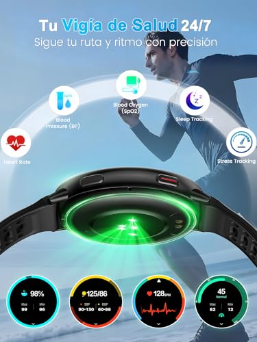 Rmana Smartwatch Men with GPS, Smartwatch Watch 1.39" Touch Screen, Bluetooth Calls, Sports Modes, Compass, Heart Rate Monitor, Blood Pressure Measurement, Digital Watch iOS/Android