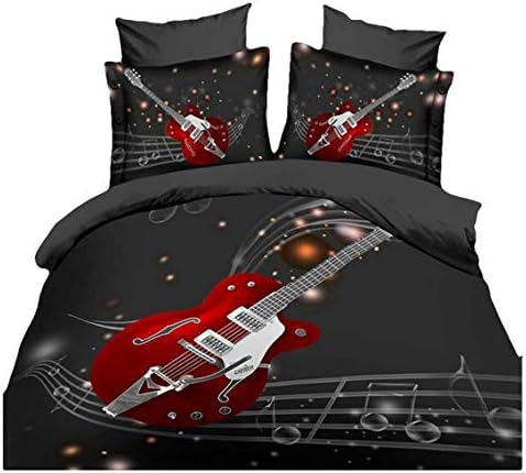 Silver Basic Microfiber Zipper Duvet cover set 3D Tiger Animal Unicorn Pattern Effect Quilt Bedding Sets Guitar