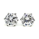 Stainless Steel Round Cubic Zirconia Stud Earrings