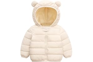 BFFBABY Winter Down Coats for Kids Baby Boys Girls Light Puffer Padded Jacket Bear Hoods Infant Outerwear