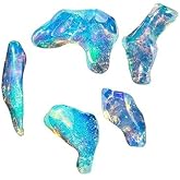 InfinityGemsArt Raw Ethiopian Opal Polished Stone Gemstones Pack of 5 Hand Assorted Crystals Loose Rough Jewelry MakingSupply, Chakra Energy Stones 9 to 14mm