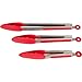 Red Kitchen Utensils - Silicone Tongs Set, 7-Inch, 9-Inch, 12-Inch Locking Tongs for Cooking & Serving
