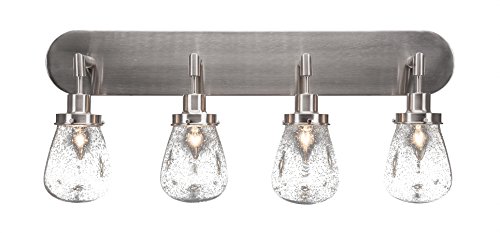 Toltec Lighting Meridian 4 Light Bath Bar with 5" Bubble Glass, Brushed Nickel