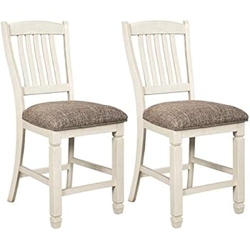 Signature Design By Ashley - Bolanburg Upholstered Barstool - Set of 2 - Casual Style - Antique White