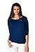 Women's Solid Color Dolman 3/4 Sleeve Pullover Tee Shirt Top Blouse (Large, Navy)