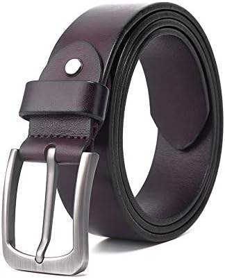 Men's Belts Leather 1.5" Width Full Grain Leather Belt Reddish Jeansbelt Casual Style