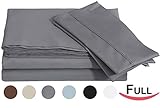 Cotton Sateen Full Bed-Sheet-Set Grey - 4 Piece Bedding Set, Flat Sheet, Fitted Sheet and 2 Pillow Cases- Breathable, Cozy & Comfortable, Hotel Quality Extremely Durable - By Utopia Bedding (Full, Grey)