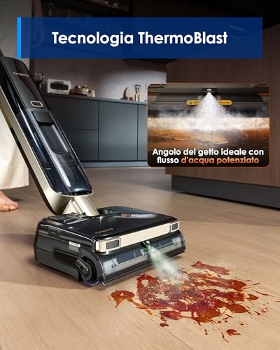 Tineco Floor One S9 Master Cordless Vacuum Cleaner, ThermoBlast Technology, Floor Wash with Hot Water, StreakFree Squeegee 10 cm, Ultra-Thin 10 cm, FlashDry 85°C, 23 KPa, Flat Rat 180