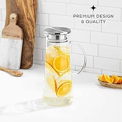 JoyJolt Glass Pitcher with Lid - 50oz Glass Water