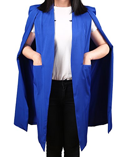 ASMAX HaoDuoYi Women Casual Open Front Cape Trench Duster Coat Longline Blazer(XXL,Royal Blue)