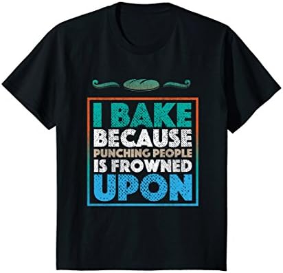 Kids Funny Baking Shirt | Because Punching People Is Frowned Upon 12 Black