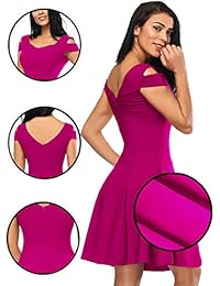 Vestido de mujer con cuello en V y hombros descubiertos