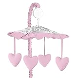 Sweet Jojo Designs Pink, Gray and White Elizabeth Musical Baby Crib Mobile