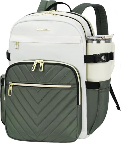 VANKEAN 15.6 Zoll Laptop Rucksack Damen,Beige-Armeegrün