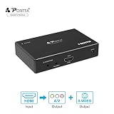 Portta HDMI to Composite RCA CVBS AV and S-Video Converter Scaler with audio support power adapter support 720p/1080p