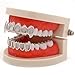 LuReen Silver Vampire Fangs 6 Open Face Outline Grillz Teeth Top Bottom Set Hip Hop Teeth (Silver)