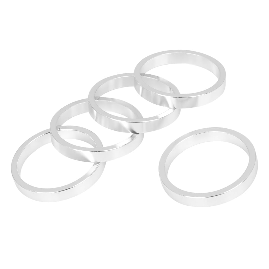 A ABSOPRO 5mm Bike Bicycle Headset Spacer 11/8inch Stem Silver Tone Set of 5