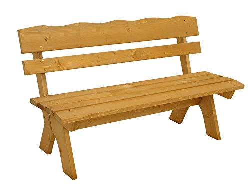 DEGAMO Gartenbank Freital 3-sitzer 150cm, Massive Kiefer Hellbraun lackiert, Outdoor