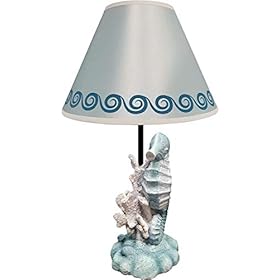 World of Wonders - Ocean Harmony - Sea Light Glow - Elegant Seahorse & Coral Decorative Table and Desk Lamp with Waves… 411gmfOR%2BiL