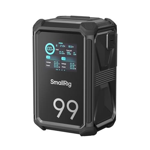 SMALLRIG V Mount Battery X99, 99Wh/6800mAh V Mount Akku, 100W Leistung, 2 Stunden Vollladung, Dual D-TAP, DC-Anschlüsse, APP-Steuerung, 2,0-Zoll-Touch