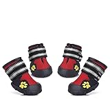 Dog Shoes for Medium to Large Dogs Labrador Husky Shoes 4 Pcs, Waterproof (Red, Size 6)