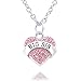 lauhonmin Family Jewelry Silver Alloy Pink Crystal Love Heart Big Sister Charm Pendant Necklace Women Gift (Pink Crystal Big Sister)