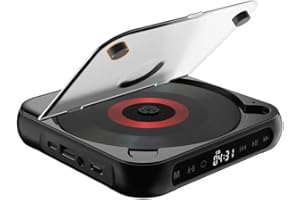 RAINPOT Saker Sakerplus Portable Bluetooth-Compatible CD Player|Bluetooth 5.3|Hi-Fi Sound|Rechargeable Battery|Supports CD/CD-R/CD-RW/MP3|Compact&Lightweight Music Player for Travel,Home,Car (Black)