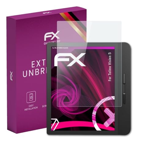 atFoliX Plastic Glass Protective Film compatible with Tolino Vision 5 Glass Protector, 9H Hybrid-Glass FX Screen Protector