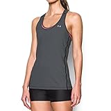 Under Armour Women's Armour Stripe Racer Tank, Black/Metallic Silver, Medium