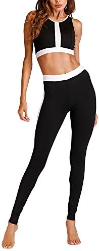 ROSUN Women's High Waisted Yoga Leggings Suits with Sports Bra Stretch Clothing Sets Gym Sets