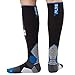 Pure Athlete Compression Ski Socks Merino Wool – Thermal Warm Socks for Skiing, Snowboarding, OTC (1 Pair - Black/Blue, Large)