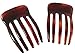 Parcelona French Five Fingers Small Tortoise Shell Brown Celluloid Acetate Side Slide Hair Combs - 2 Pieces