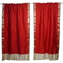Mogul Interior 2 Panel Window Curtains Drape Red Home Decor Indian Style 84x44
