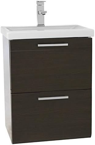 Iotti LN18 Luna Small Wall Mounted Bathroom Vanity with Fitted Sink, 19", Wenge
