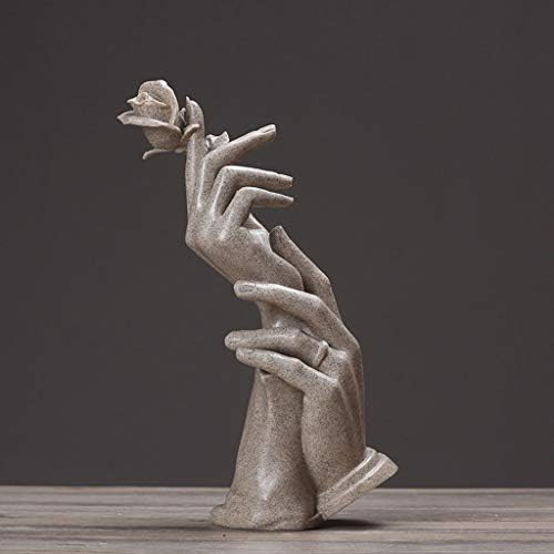Drid Rose Hand In Hand Couple Statue Sculpture,The Lovers Abstract Crafts Sandstone Handmade Figurine Home Bedroom Living Room Study Room Studio Decorations-H28cm