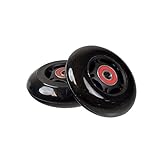 76 mm Black Wheel Black Hub Caster Wheels (Pair) for the Razor Crazy Cart, Ripstik, FlashRider 360, RipRider 360, & PowerRider 360