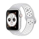 AdMaster Compatible for Apple Watch Bands 42mm,Soft Silicone Replacement Wristband Compatible for iWatch Apple Watch Series 1/2/3 - M/L Pure Platinum/White