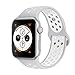 AdMaster Compatible with Apple Watch Bands 42mm 44mm,Soft Silicone Replacement Wristband Compatible with iWatch Series 1/2/3/4 -M/L Pure Platinum/White