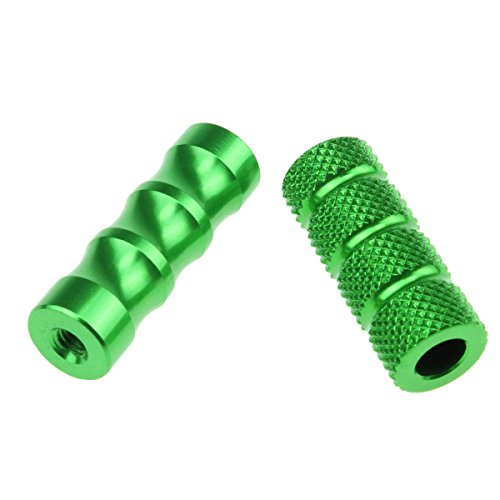FXCNC Racing 1 pair 6mm CNC Aluminum Motorcycle Small Spare Gear Shift Brake Lever Peg Pedal Cover Head Green Rearsets Footrests Fusion Male-Mount - Thumbnail 3