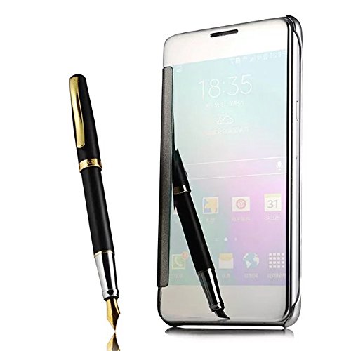 Galaxy Note 8 Mirror Case,Shinetop Slim Fit Electroplate Plating Smart Clear View Window Case PC Flip Phone Cover 360 Degree Full Body Shock Absorbent Protective Skin for Samsung Galaxy Note 8-Silver