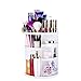 EMOCCI 360 Rotating Makeup Organizer Adjustable Spinning Cosmetic Storage Box Case Large Capacity Make Up Holder Vanity Shelf Fits Counter top Bathroom Kitchen(white)