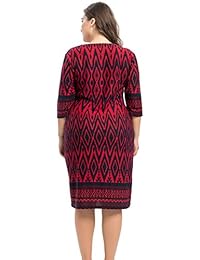 Chicwe - Vestido de cachemira con estampado de zigzag para mujer, talla grande, largo hasta la rodilla, casual y de trabajo