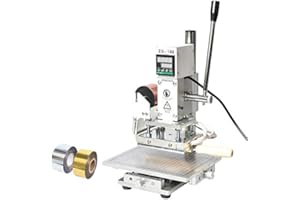ZONEPACK Upgraded Workbench Digital Hot Foil Stamping Machine Embossing Machine Manual Tipper Stamper Heat Press Machine Leather Embosser for Wood Leather Paper PVC etc