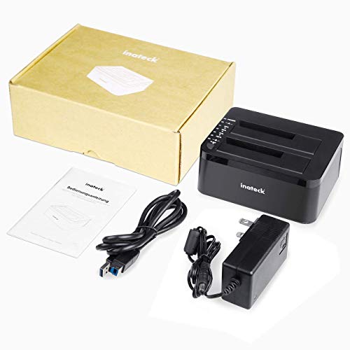 Hard Drive Dock, Inateck USB 3.0 to SATA Dual Bay External Hard Drive Docking Station for 2.5 or 3.5 HDD, SSD with Hard Drive Duplicator and Cloner Function, Support 10TB, FD2002 - Thumbnail 6