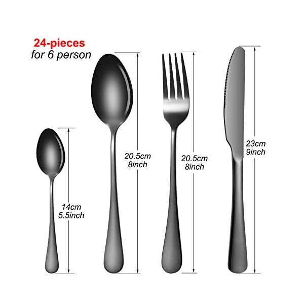 Cutlery-Flatware-Set24-Piece-Silverware-Set-with-Gift-Box-Stainless-Steel-Tableware-Dinnerware-Sets-Knife-Fork-Spoon-Service-for-6-Multipurpose-Use-Safe-for-Home-Kitchen-Party-Black Cutlery Flatware Set,24 Piece Silverware Set with Gift Box Stainless Steel Tableware Dinnerware Sets Knife Fork Spoon…