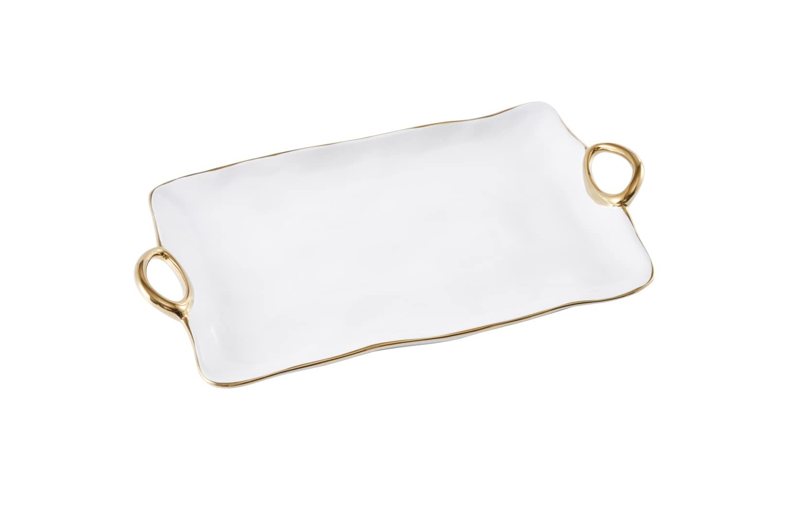 Photo 1 of Pampa Bay Titanium-Plated Porcelain Golden Handles Large Platter, 17.5 x 9.5 x 1.75in