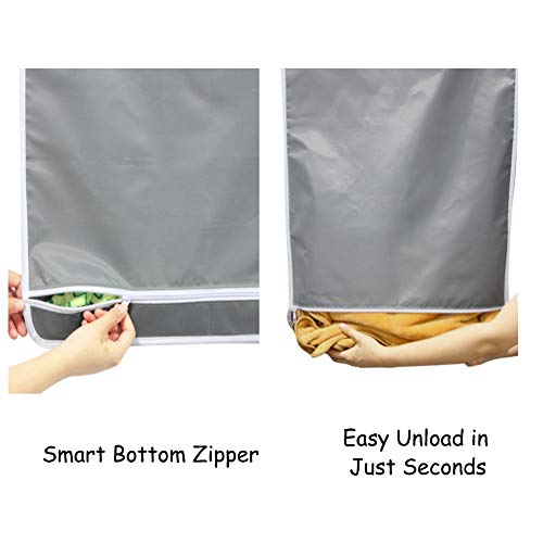 DiGiCare Door Hanging Laundry Hamper Bag, Space Saving Wall Hanging Laundry Basket Laundry Bag With 2 Stainless Steel Hooks, 2 Suction Hooks for Door, Wall, Nursery Room, Dorm, Travel (Gray) - Thumbnail 4