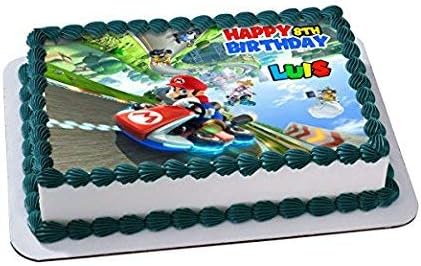 Amazon Com Mario Kart 8 Deluxe Edible Cake Topper Personalized